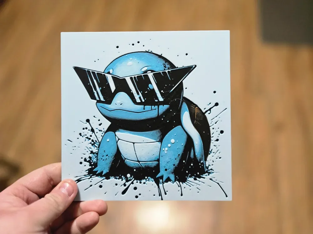 Graffiti Cool Squirtle Hueforge by 3Ree Printing HueForge model: Graffiti Cool Squirtle Hueforge by 3Ree Printing