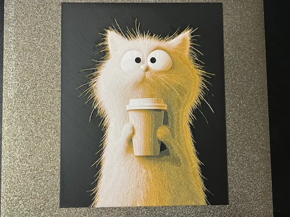 Cat with Coffee Hueforge by FantasyZ HueForge model: Cat with Coffee Hueforge by FantasyZ