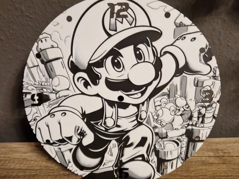 Super Mario Clock by Schuettdesign HueForge model: Super Mario Clock by Schuettdesign