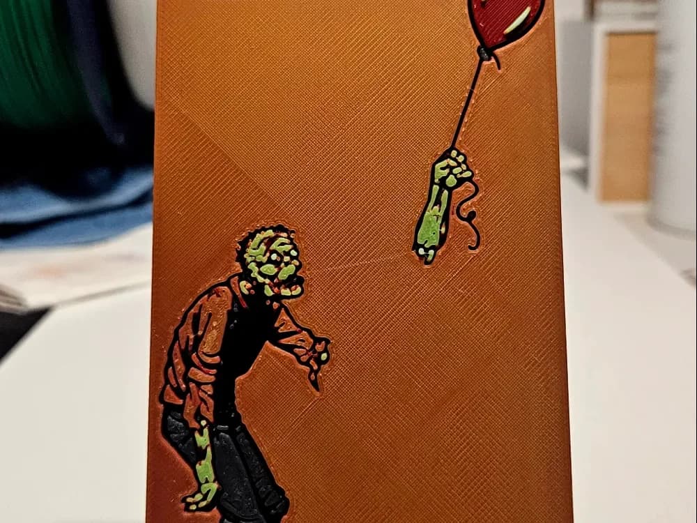 Zombie with balloon by Mano's 3d_Art HueForge model: Zombie with balloon by Mano's 3d_Art