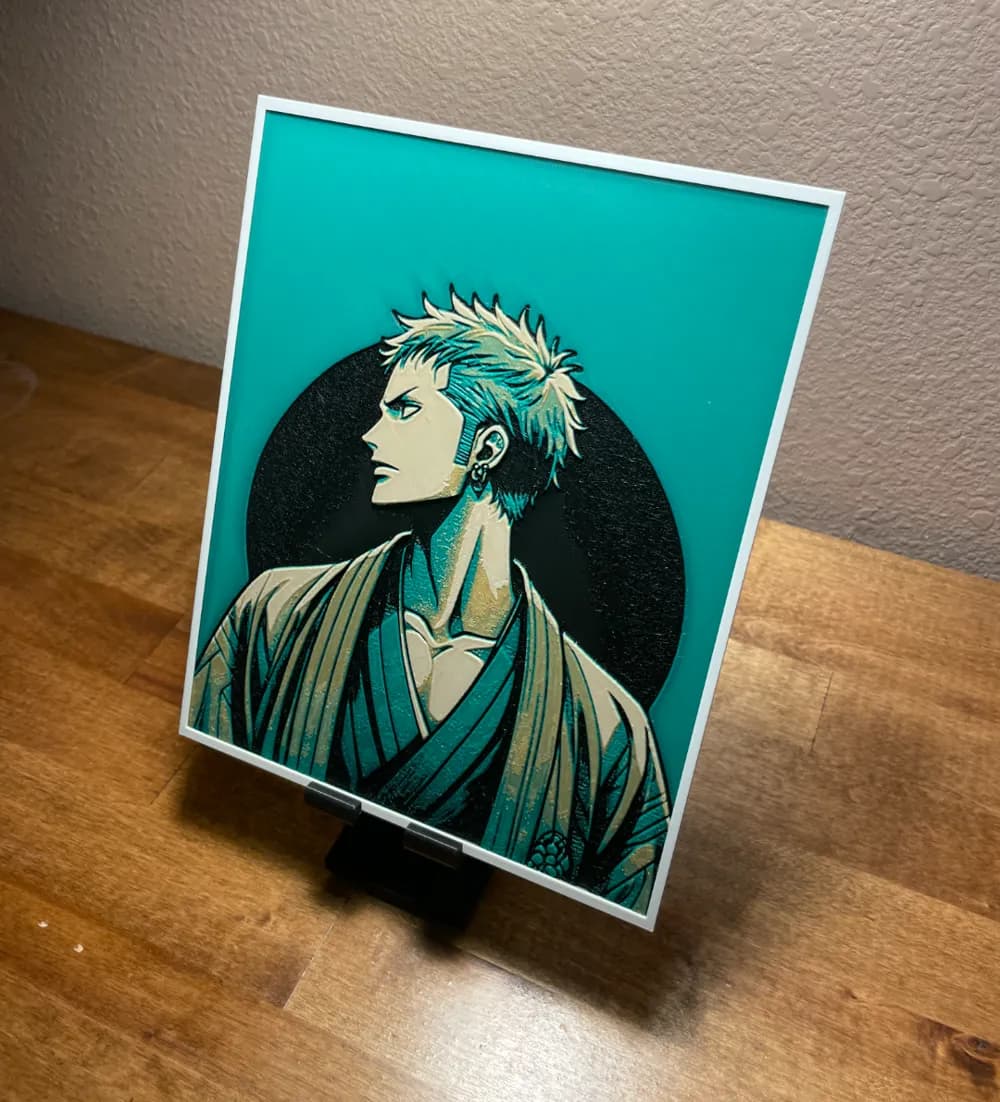 HueForge model: Hueforge - One Piece - Zoro Side View by Cloudy Nostalgia