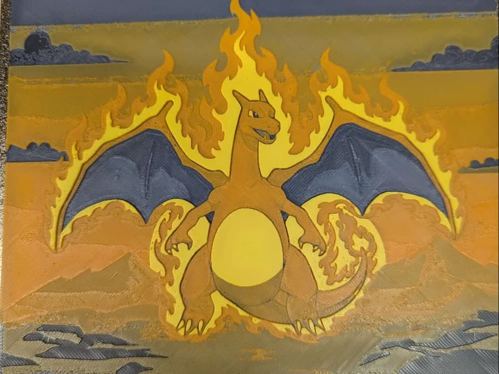 hueforge dracaufeu V1 Charizard by ZombiePaint3D HueForge model: hueforge dracaufeu V1 Charizard by ZombiePaint3D