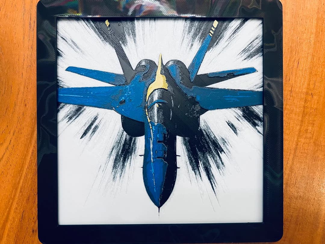 Blue Angel (F-18) by JustBe 3D Printing HueForge model: Blue Angel (F-18) by JustBe 3D Printing