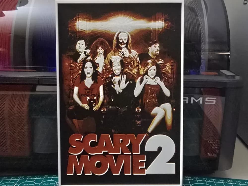 Scary Movie 2 Movie Poster - Hueforge Art by Lumpy3D HueForge model: Scary Movie 2 Movie Poster - Hueforge Art by Lumpy3D