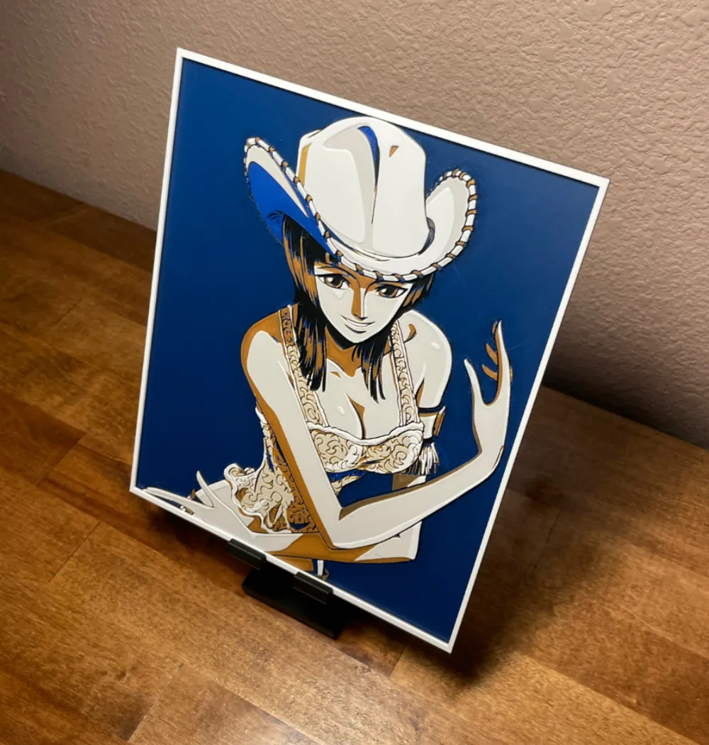 Hueforge - One Piece - Nico Robin Cowboy Hat by Cloudy Nostalgia HueForge model: Hueforge - One Piece - Nico Robin Cowboy Hat by Cloudy Nostalgia