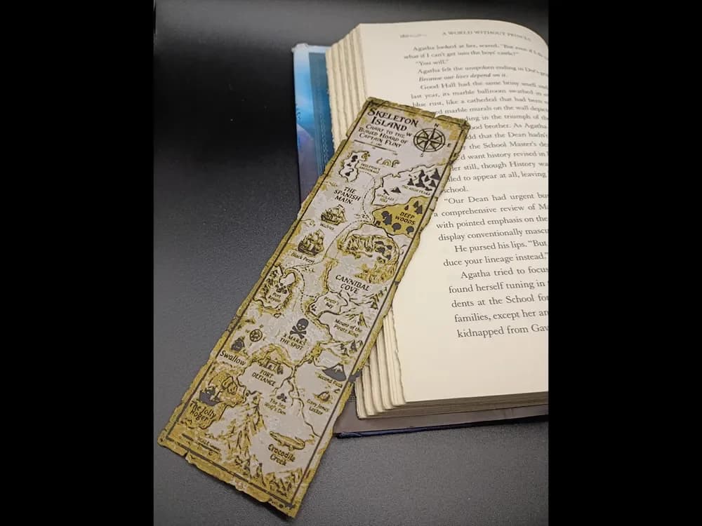 Treasure Map Bookmark by 3djd HueForge model: Treasure Map Bookmark by 3djd