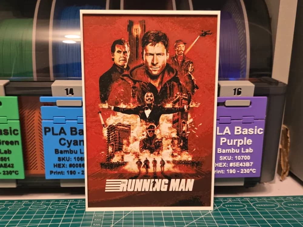 HueForge model: The Running Man (2025) Movie Poster - Hueforge Art by Lumpy3D