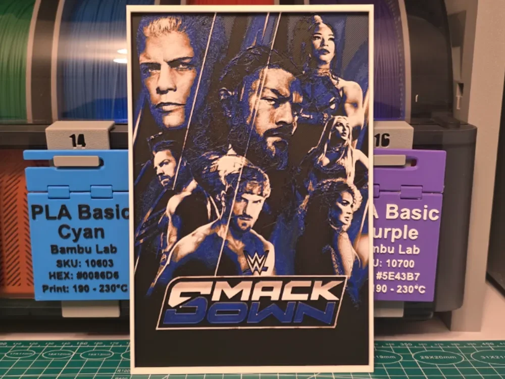 WWE SmackDown Poster - Hueforge Art by Lumpy3D HueForge model: WWE SmackDown Poster - Hueforge Art by Lumpy3D