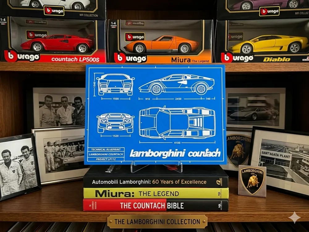 Lamborghini Countach - Blueprint by keko HueForge model: Lamborghini Countach - Blueprint by keko