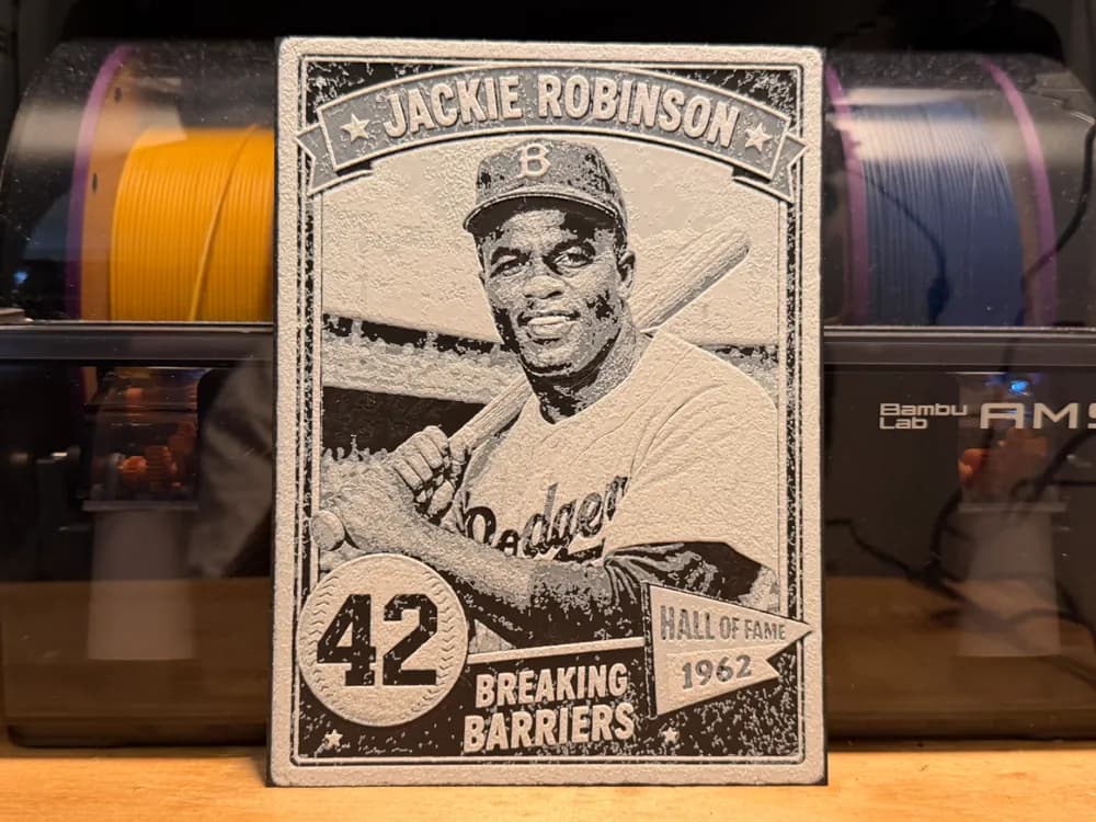 Jackie Robinson Vintage Baseball Card HueForge by liv_3d HueForge model: Jackie Robinson Vintage Baseball Card HueForge by liv_3d
