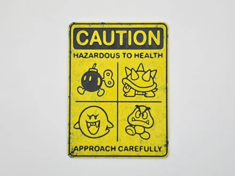 Sign Caution, Univers Mario by Kactus Fpv HueForge model: Sign Caution, Univers Mario by Kactus Fpv