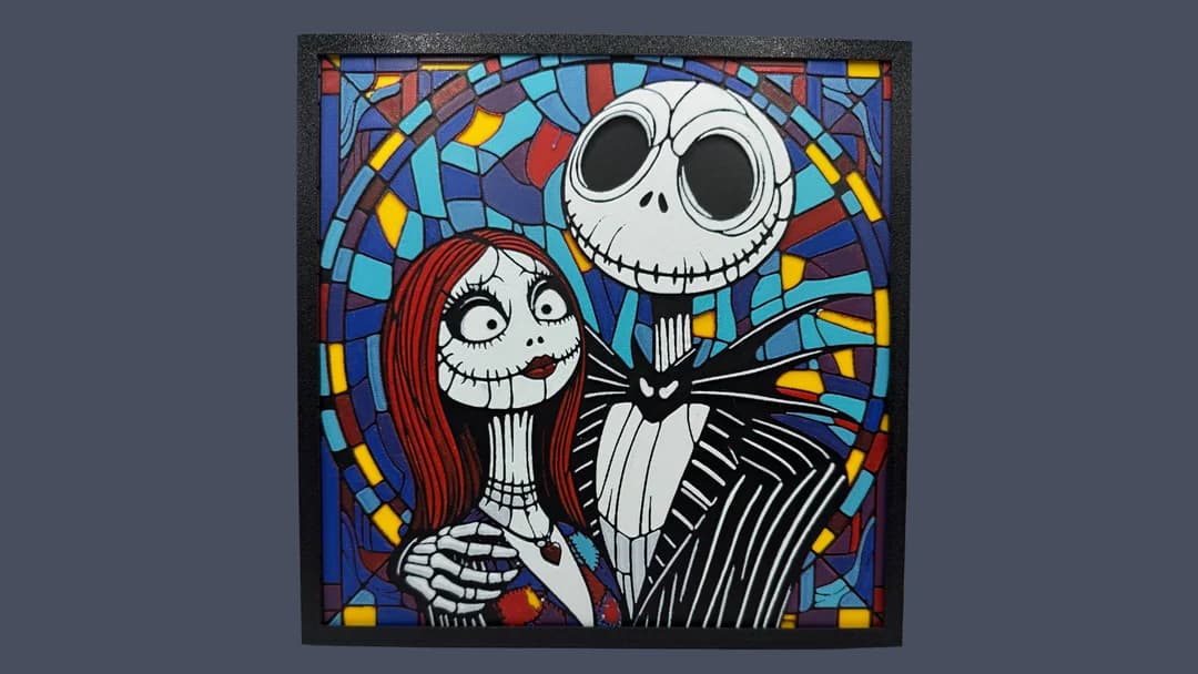 Jack & Sally Stained Glass - Nightmare Before Christmas Hueforge by Canadian Gamer HueForge model: Jack & Sally Stained Glass - Nightmare Before Christmas Hueforge by Canadian Gamer
