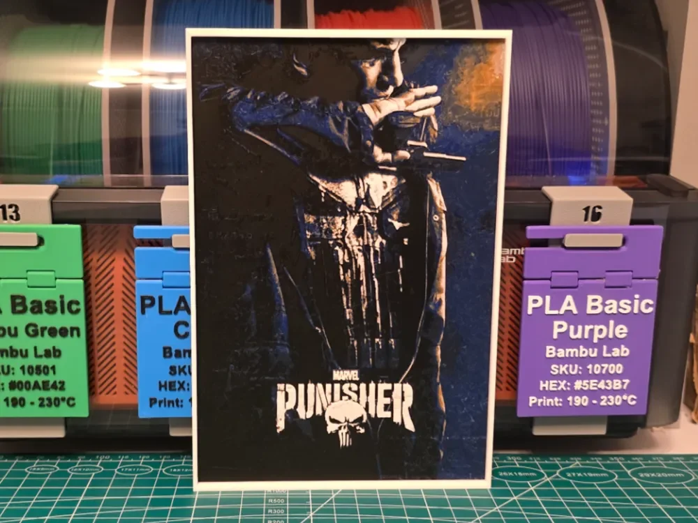 The Punisher Series Poster - Hueforge Art by Lumpy3D HueForge model: The Punisher Series Poster - Hueforge Art by Lumpy3D