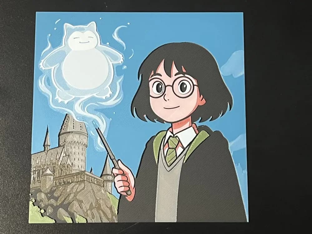 Custom Slytherin Student with Snorlax Patronus by FantasyZ HueForge model: Custom Slytherin Student with Snorlax Patronus by FantasyZ