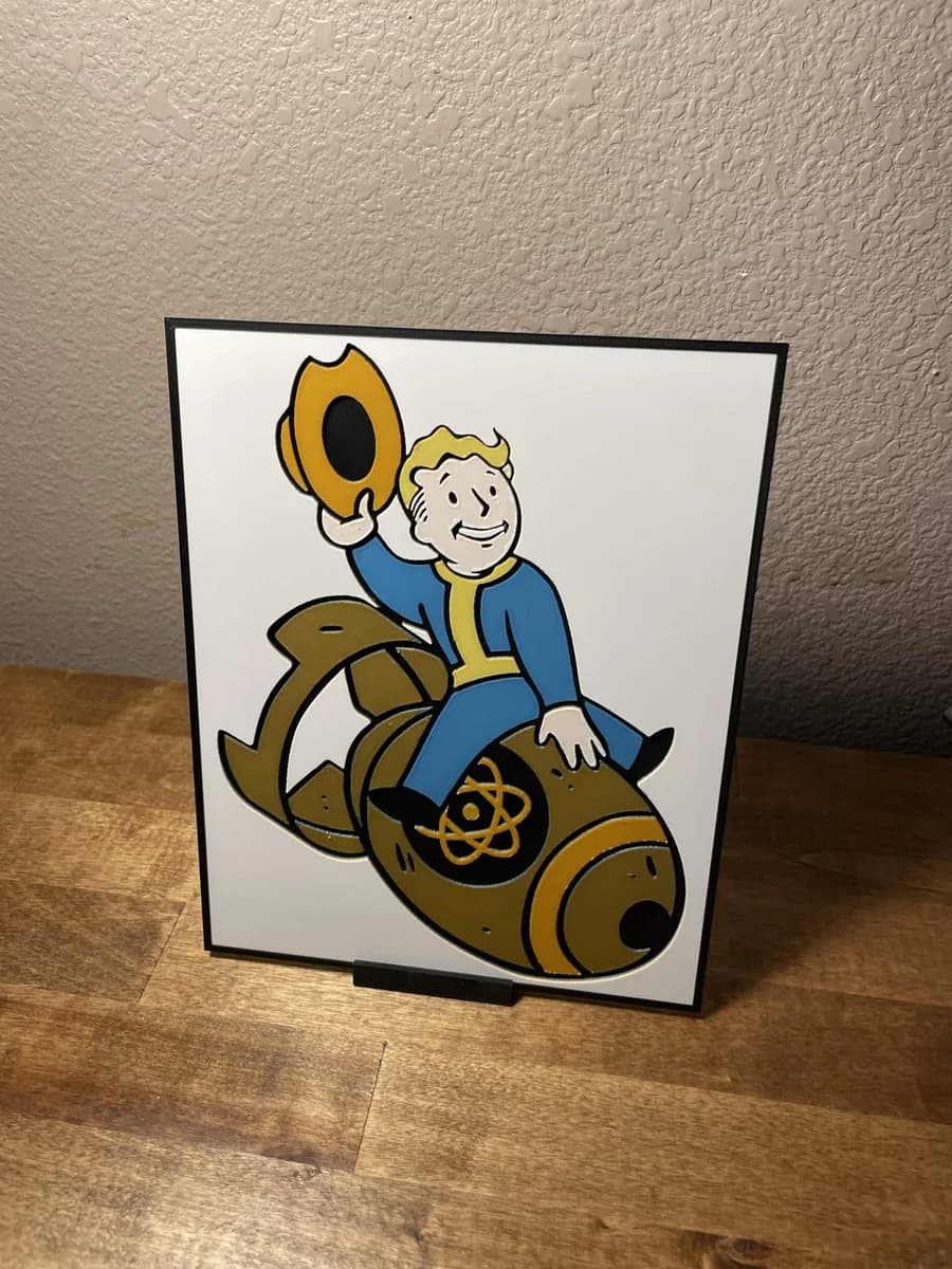 Vault Boy on Fat Man by Cloudy Nostalgia HueForge model: Vault Boy on Fat Man by Cloudy Nostalgia