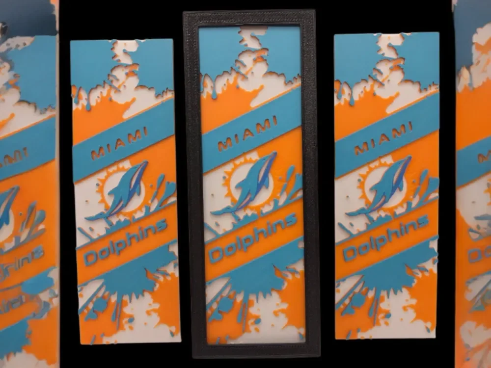 Miami Dolphins 50mm x 150mm bookmark by MythicHue's HueForge model: Miami Dolphins 50mm x 150mm bookmark by MythicHue's