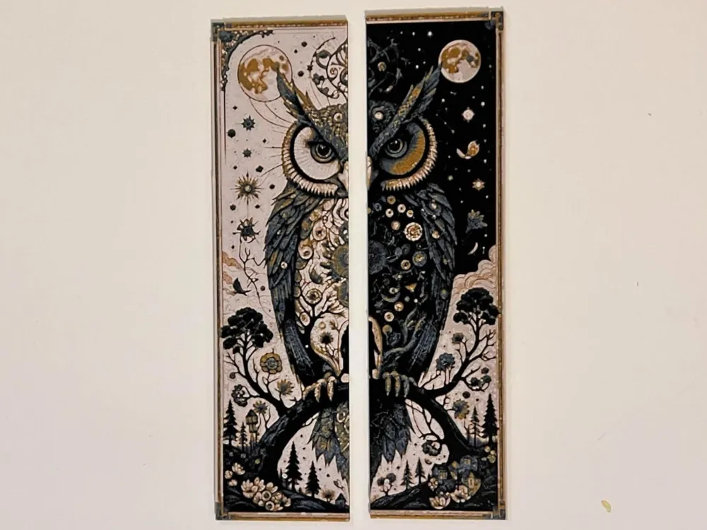 Bookmark Set: Celestial Owl #2 by 3djd HueForge model: Bookmark Set: Celestial Owl #2 by 3djd
