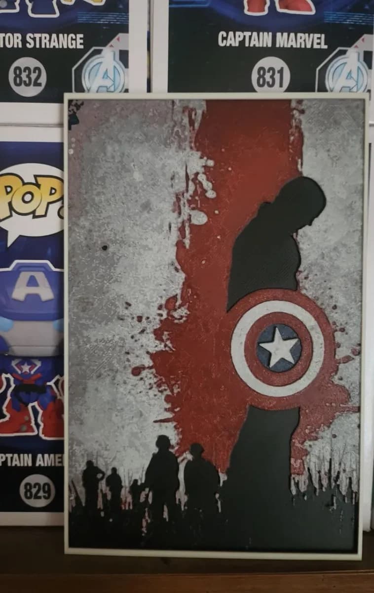 Captain America Poster Vintage - HueForge by keko HueForge model: Captain America Poster Vintage - HueForge by keko