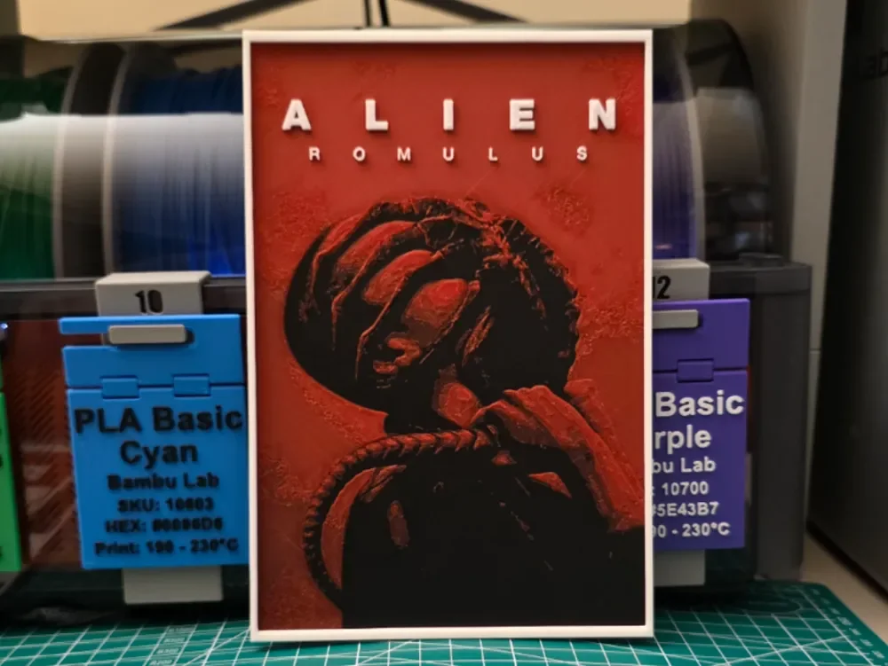 Alien: Romulus Movie Poster - Hueforge Art by Lumpy3D HueForge model: Alien: Romulus Movie Poster - Hueforge Art by Lumpy3D