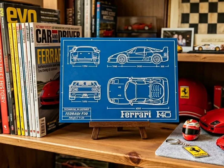 Ferrari F40 Blueprint by keko HueForge model: Ferrari F40 Blueprint by keko