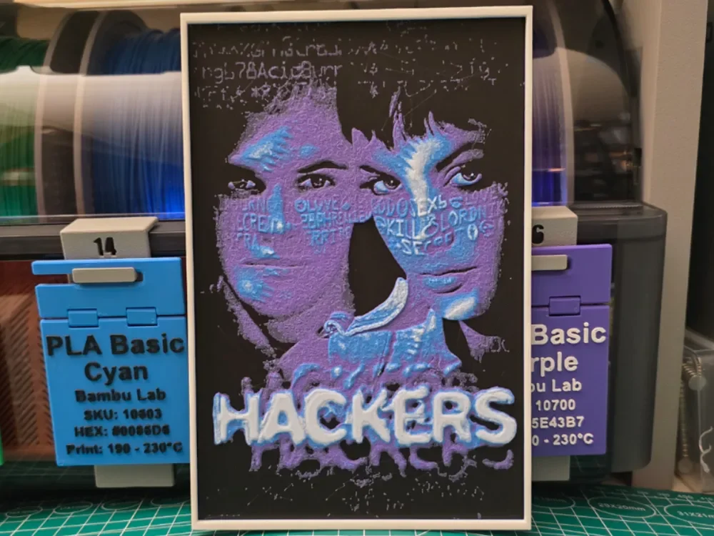 Hackers Movie Poster - Hueforge Art by Lumpy3D HueForge model: Hackers Movie Poster - Hueforge Art by Lumpy3D