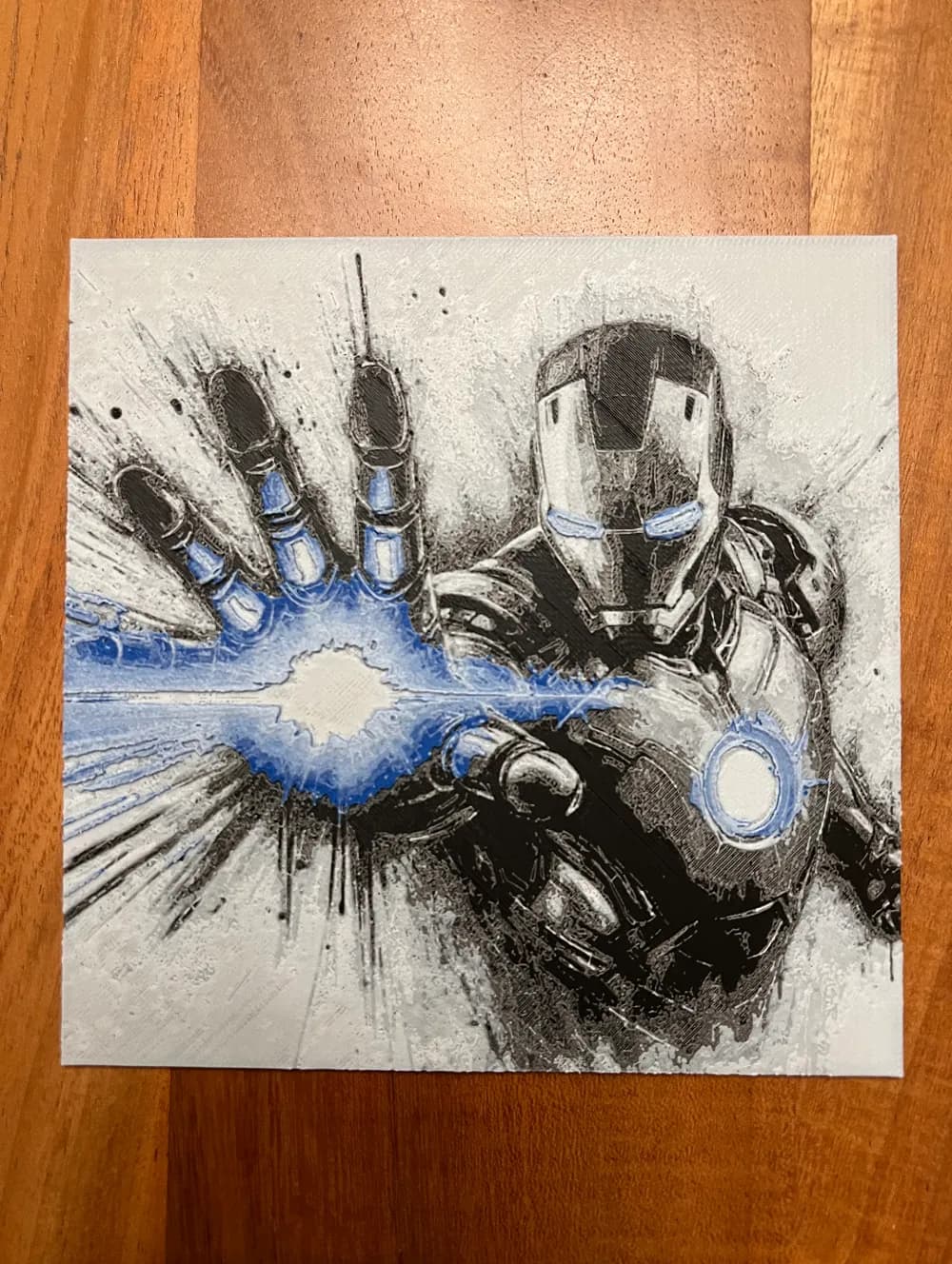 Iron Man Shooting Blaster by JustBe 3D Printing HueForge model: Iron Man Shooting Blaster by JustBe 3D Printing