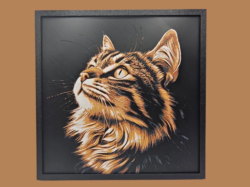 HueForge model: Cat Gazing by BusyKikiBee