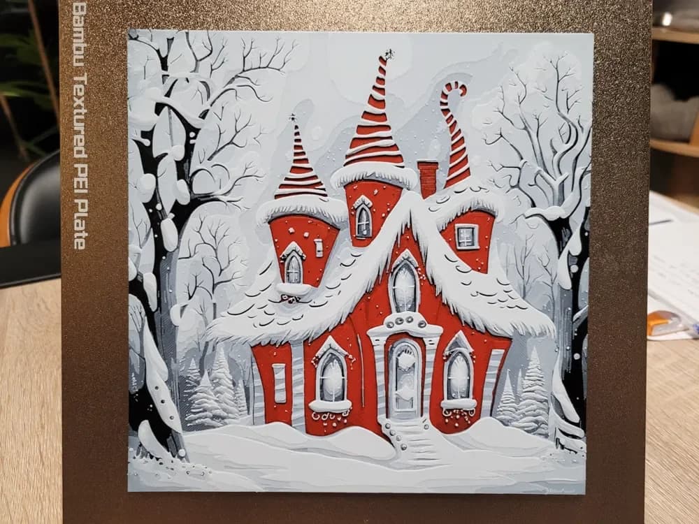 Red House 2 in a Snowy & Foggy Forest by Vincent111 HueForge model: Red House 2 in a Snowy & Foggy Forest by Vincent111