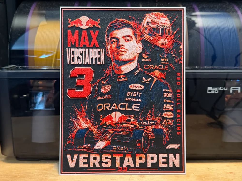 Max Verstappen Poster HueForge by liv_3d HueForge model: Max Verstappen Poster HueForge by liv_3d