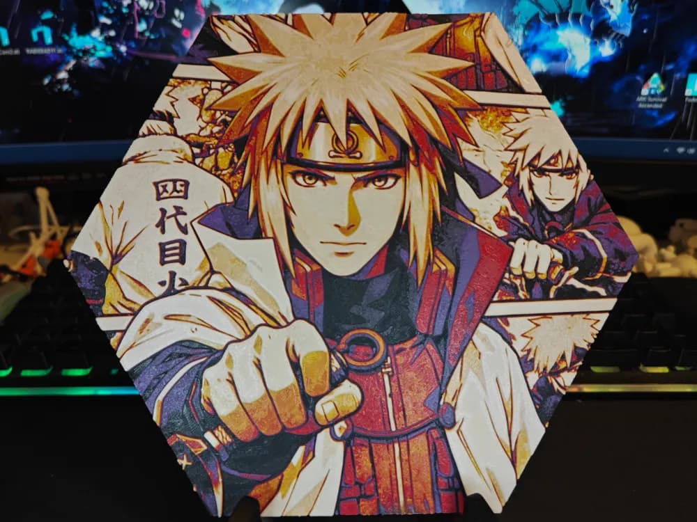 Hueforge Minato Namikaze (Naruto) honeycomb mode by JGz3DMaker HueForge model: Hueforge Minato Namikaze (Naruto) honeycomb mode by JGz3DMaker