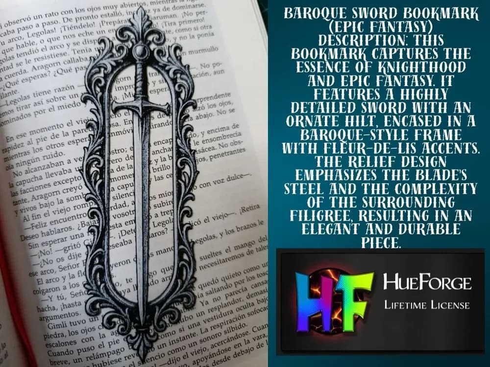 Baroque Sword Bookmark by FYTY112 HueForge model: Baroque Sword Bookmark by FYTY112