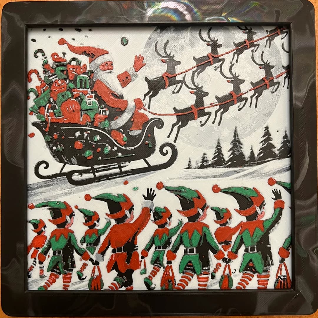 Santa Claus Takeoff by JustBe 3D Printing HueForge model: Santa Claus Takeoff by JustBe 3D Printing