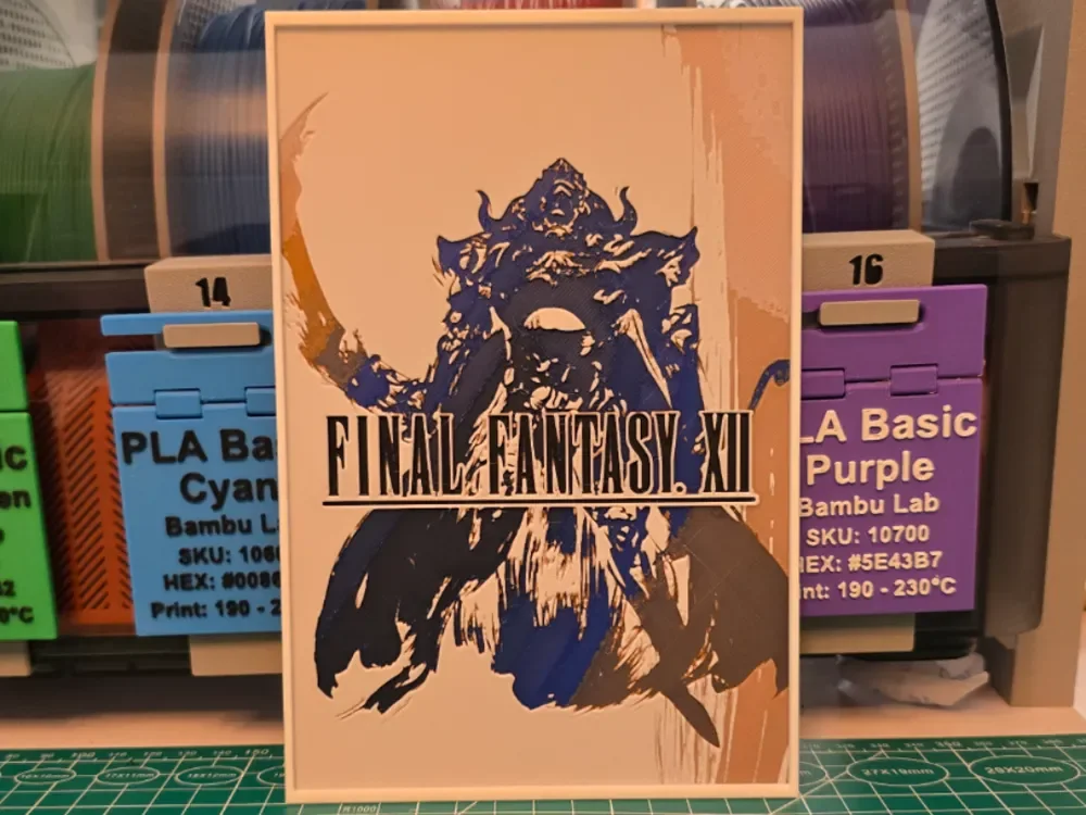 Final Fantasy XII Poster - Hueforge Art by Lumpy3D HueForge model: Final Fantasy XII Poster - Hueforge Art by Lumpy3D