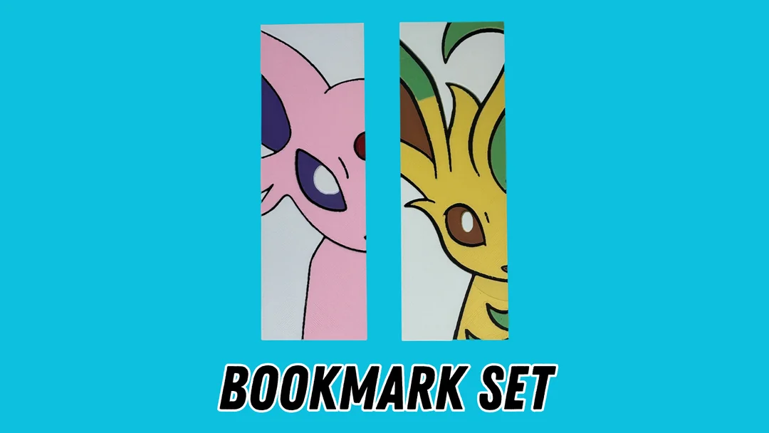 Espeon & Leafeon - Pokemon Face Bookmark Set Espeon & Leafeon - Pokemon Face Bookmark Set