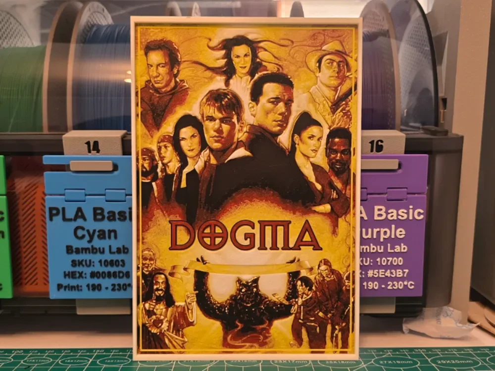 Dogma Movie Poster - Hueforge Art by Lumpy3D HueForge model: Dogma Movie Poster - Hueforge Art by Lumpy3D