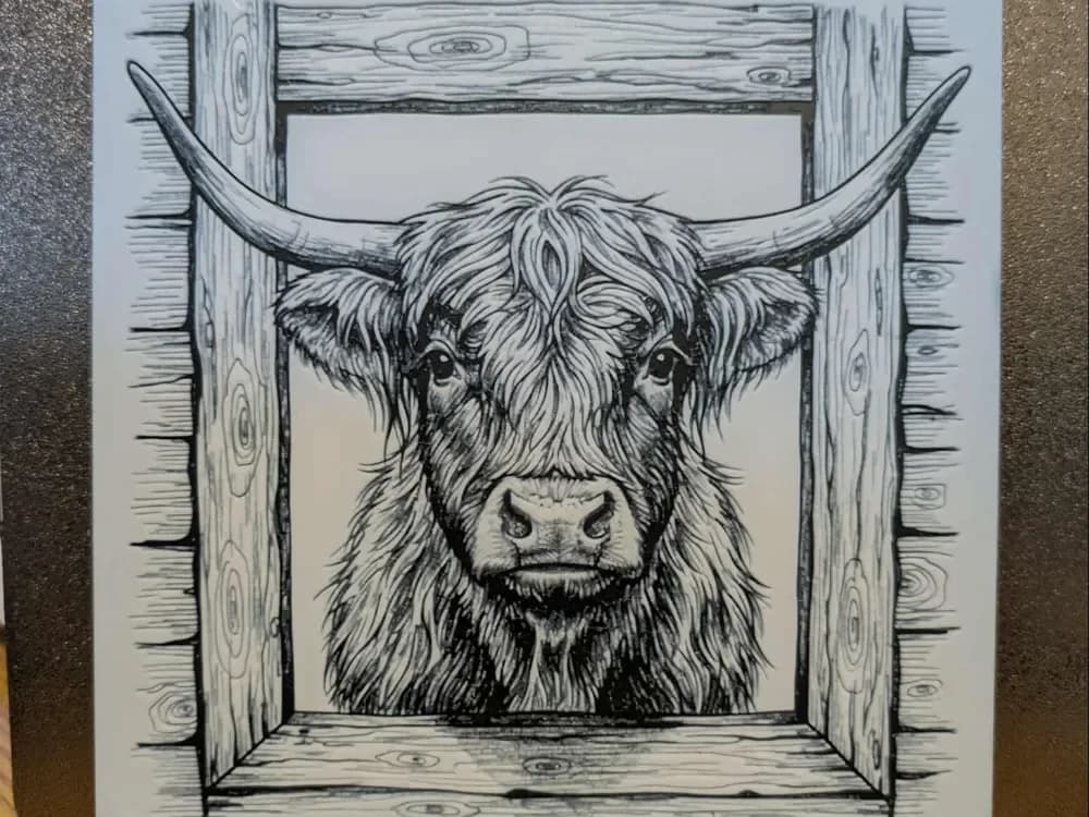 Highland Cow barn - hueforge 2 colours Highland Cow barn - hueforge 2 colours