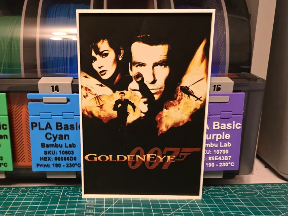 GoldenEye 007 Game Poster - Hueforge Art by Lumpy3D HueForge model: GoldenEye 007 Game Poster - Hueforge Art by Lumpy3D