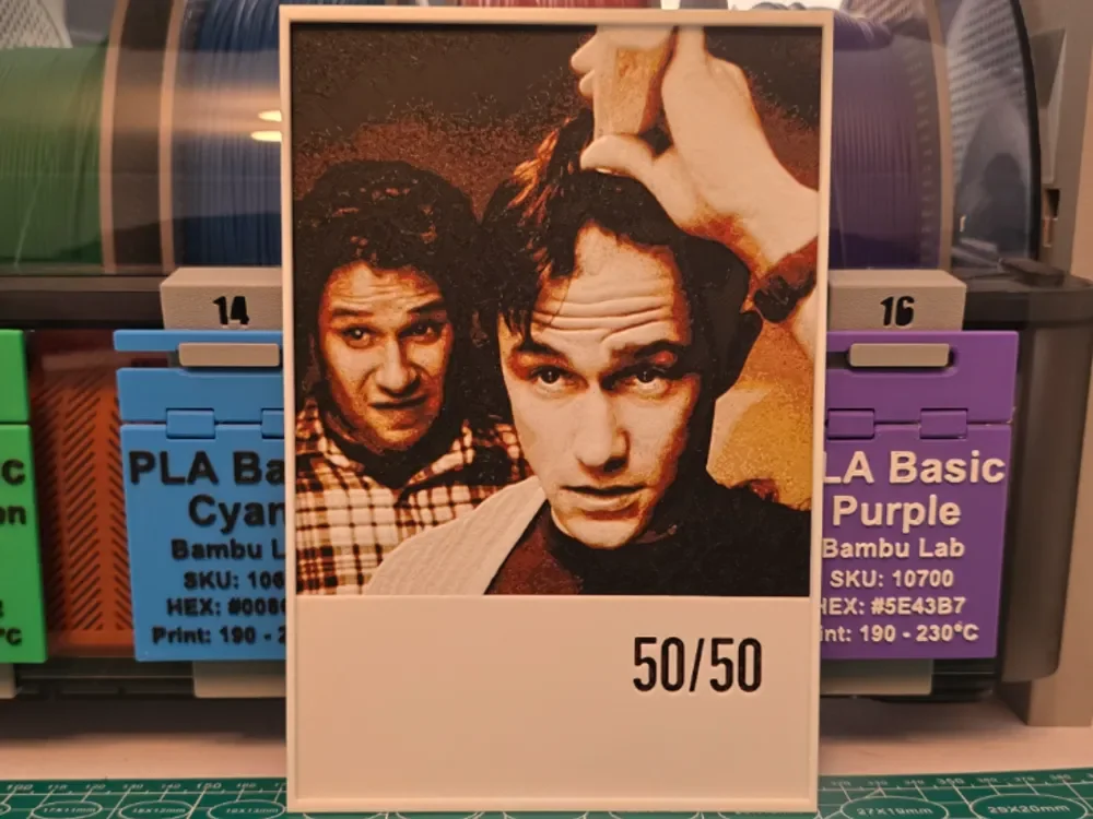 HueForge model: 50/50 Movie Poster - Hueforge Art by Lumpy3D