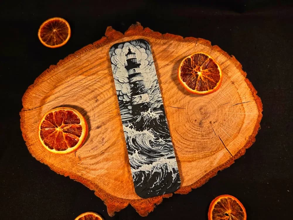 Lighthouse and waves bookmark - hueforge Lighthouse and waves bookmark - hueforge