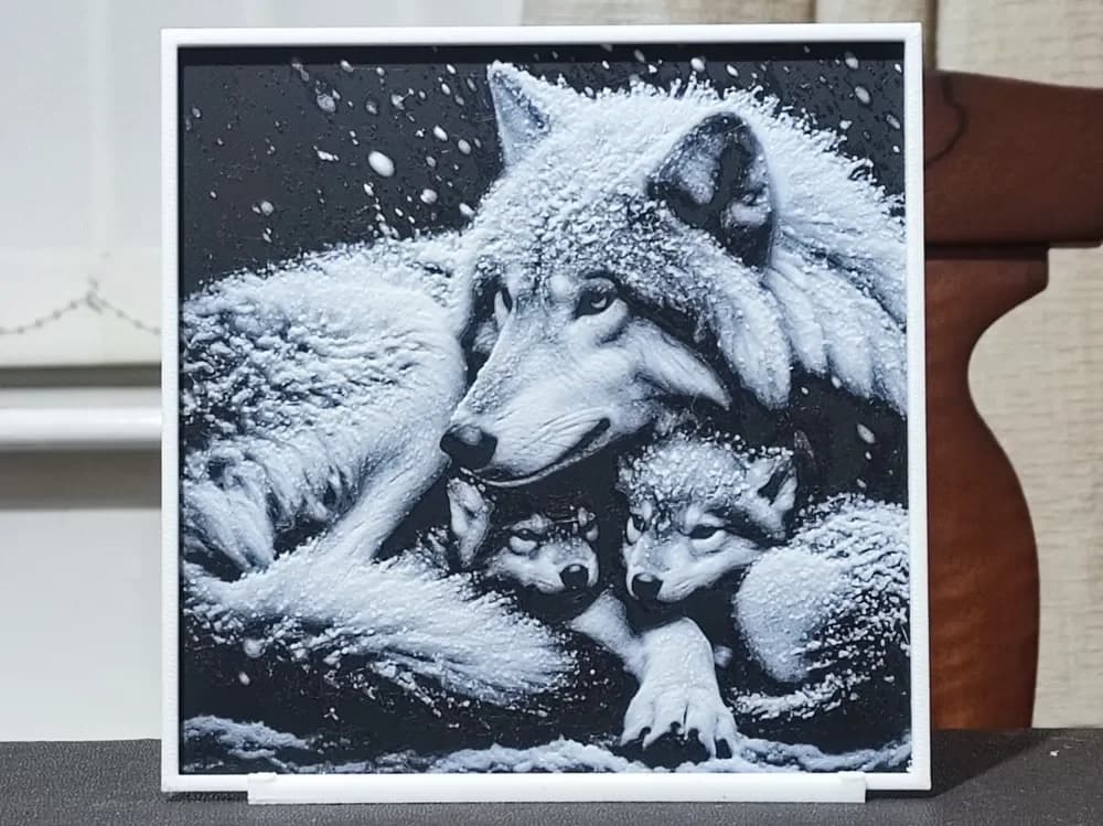 Love Of The Mother Wolf - HueForge 2 Color by BoDad HueForge model: Love Of The Mother Wolf - HueForge 2 Color by BoDad