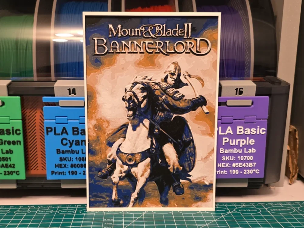 Mount & Blade II: Bannerlord Poster - Hueforge Art by Lumpy3D HueForge model: Mount & Blade II: Bannerlord Poster - Hueforge Art by Lumpy3D