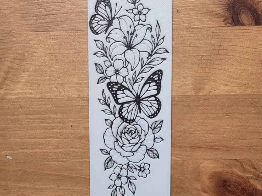 Butterfly And Flower Bookmark by Morganja HueForge model: Butterfly And Flower Bookmark by Morganja