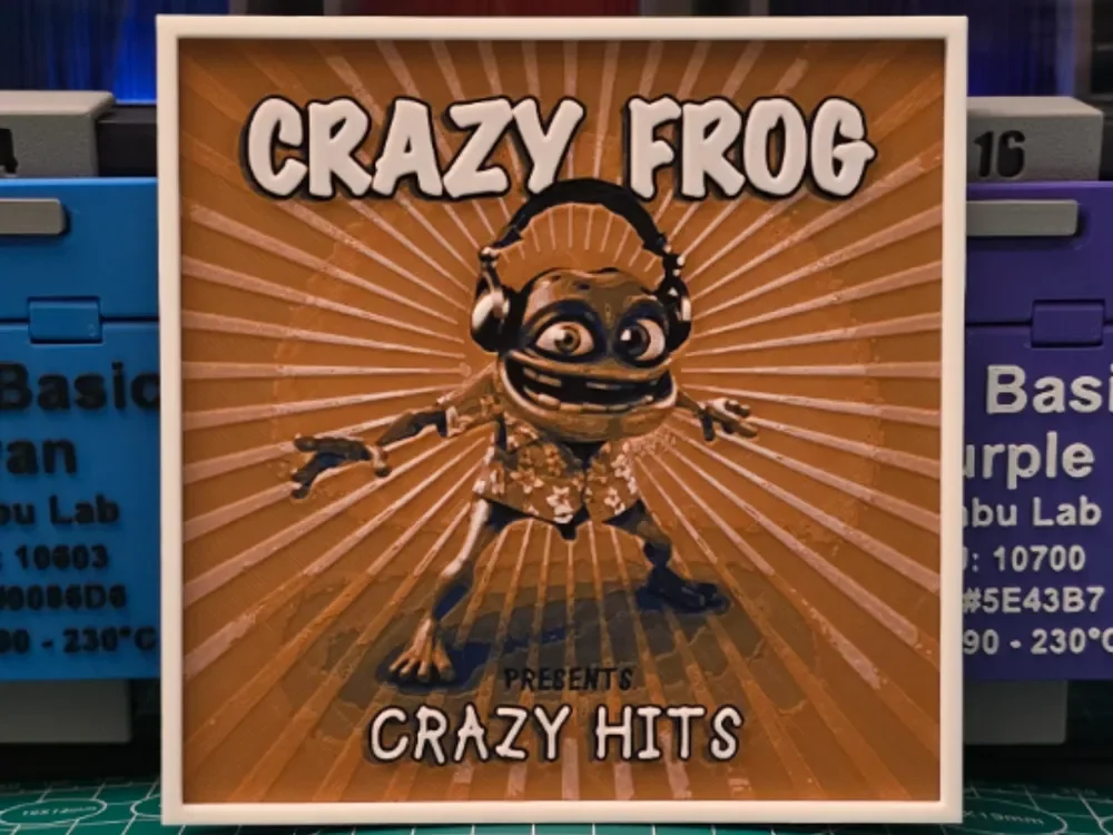 Crazy Frog "Crazy Hits" Album - Hueforge Art by Lumpy3D HueForge model: Crazy Frog "Crazy Hits" Album - Hueforge Art by Lumpy3D