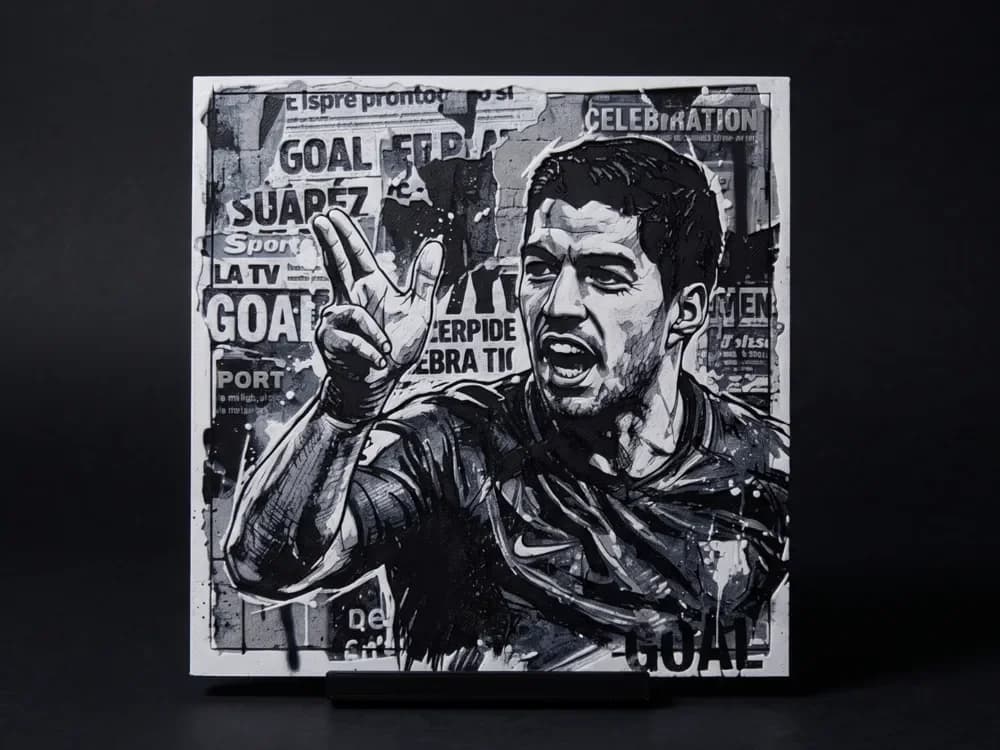 Luis Suarez Pistols - Football Wall Art by LED HueForge model: Luis Suarez Pistols - Football Wall Art by LED