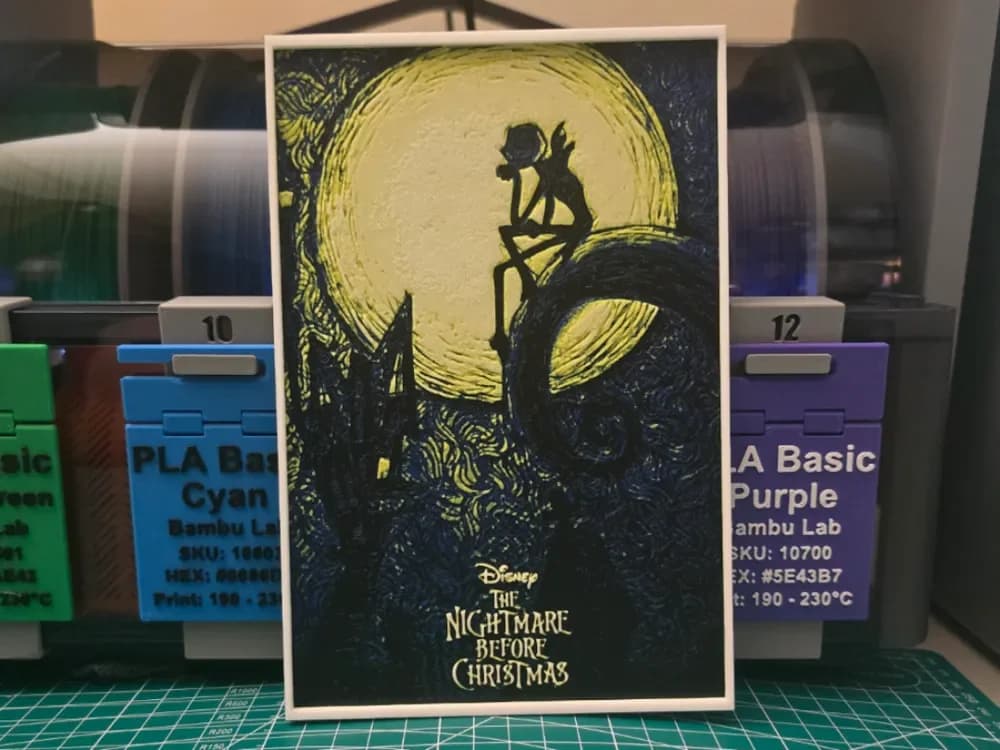 HueForge model: The Nightmare Before Christmas Poster V2 Hueforge by Lumpy3D