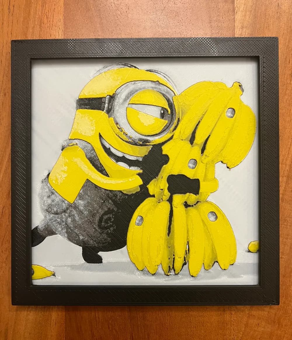 HueForge model: Minion Dancing with Bananas by JustBe 3D Printing