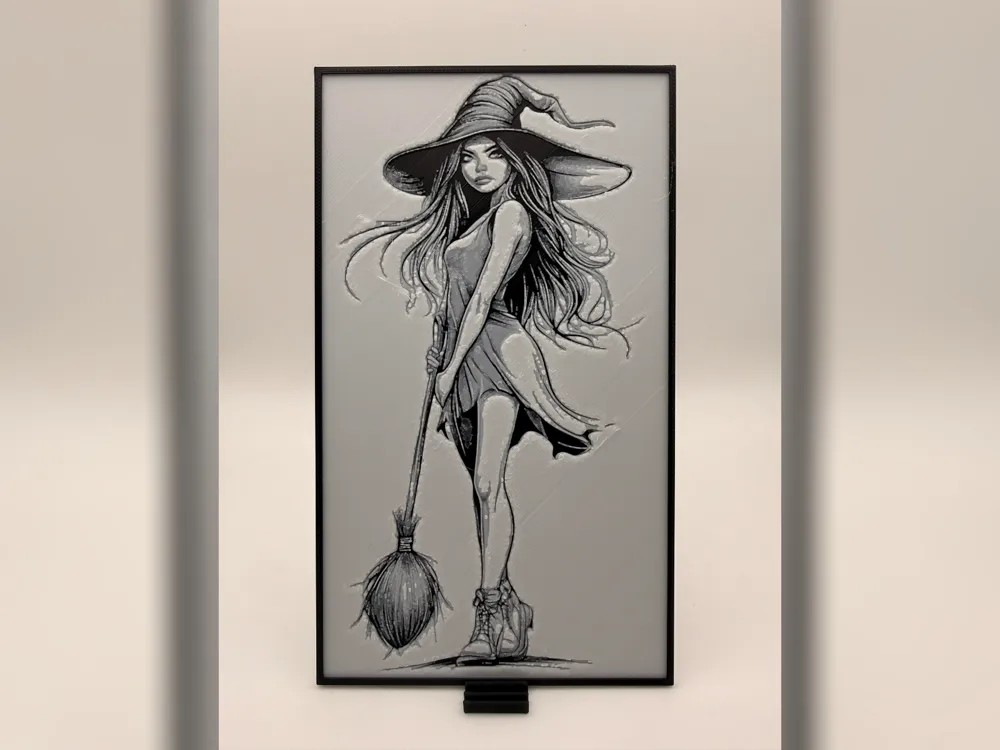 Witch Sketch HueForge Print by iPrintStuffau HueForge model: Witch Sketch HueForge Print by iPrintStuffau