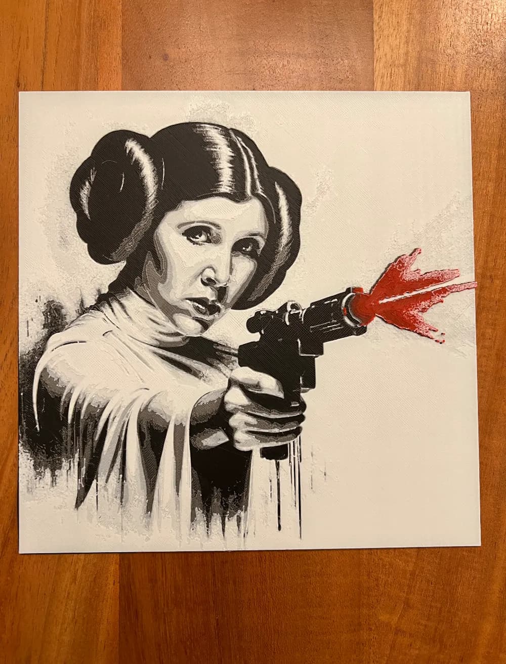 Princess Leia with Blaster 2.0 by JustBe 3D Printing HueForge model: Princess Leia with Blaster 2.0 by JustBe 3D Printing