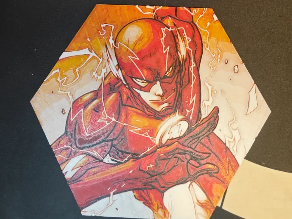 Hueforge The Flash honeycomb mode by JGz3DMaker HueForge model: Hueforge The Flash honeycomb mode by JGz3DMaker
