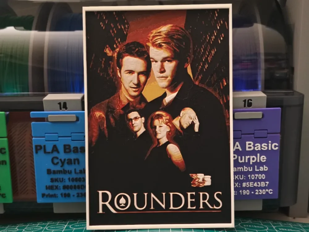 Rounders Movie Poster - Hueforge Art by Lumpy3D HueForge model: Rounders Movie Poster - Hueforge Art by Lumpy3D